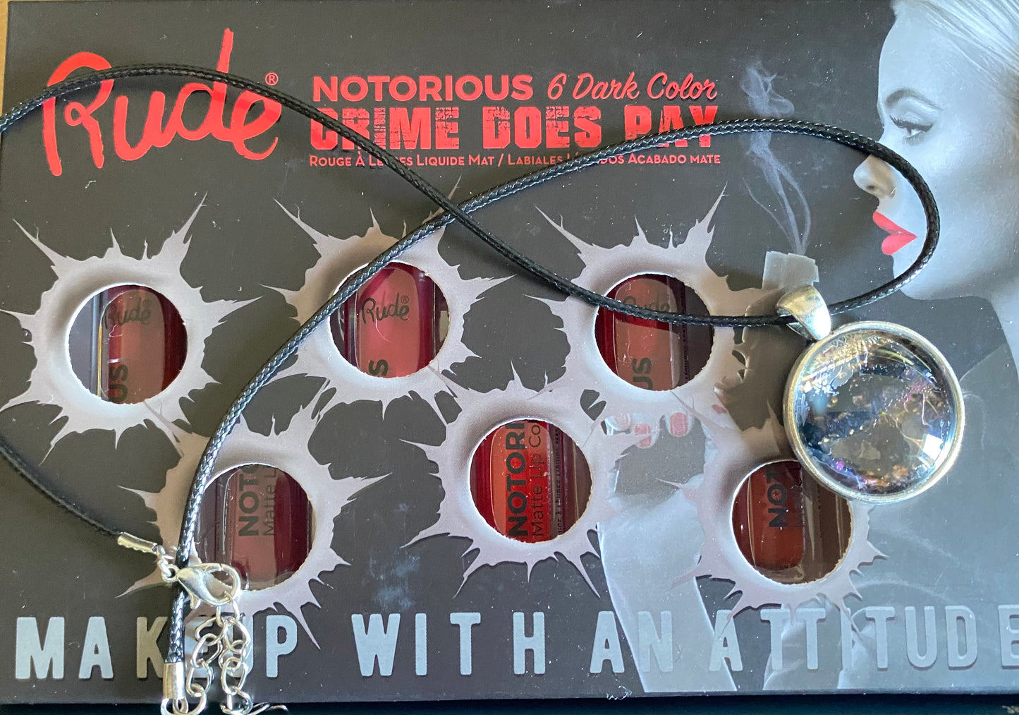 SPECIAL OFFER GIFT SET Rude Hand Made Cabochon Pendant & Free Lipsđź’‹