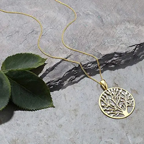 Solid 14k Gold Tree of Life Pendant | Cuban Link Chain