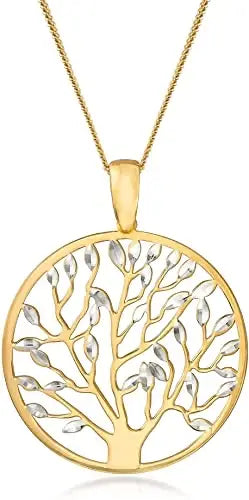 Solid 14k Gold Tree of Life Pendant | Cuban Link Chain