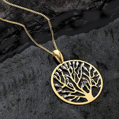 Solid 14k Gold Tree of Life Pendant | Cuban Link Chain