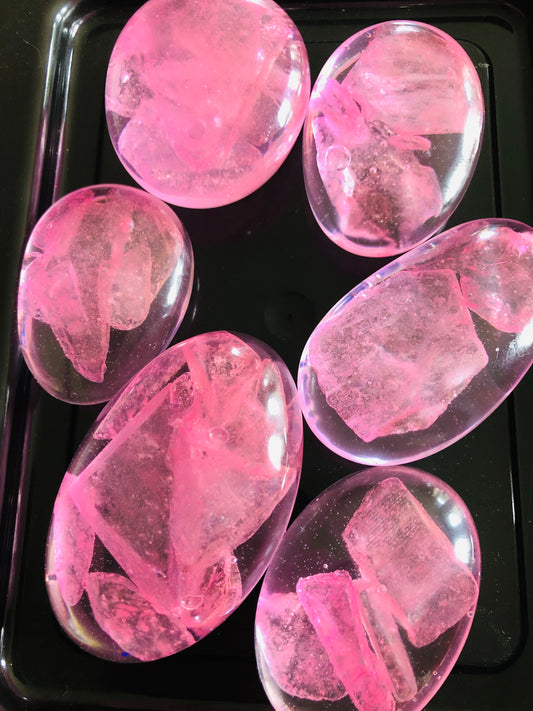Unique Glow Pebbles - Hand Made Resin Pieces 🩷🤍🩷 Feel Good Pebbles 💜 Sustainable Self Care 💜