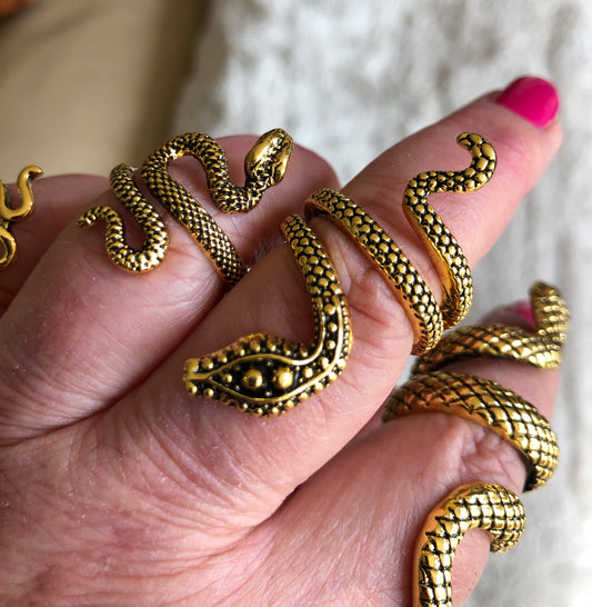 Goth Gold Medusa - Serpent Ring Large