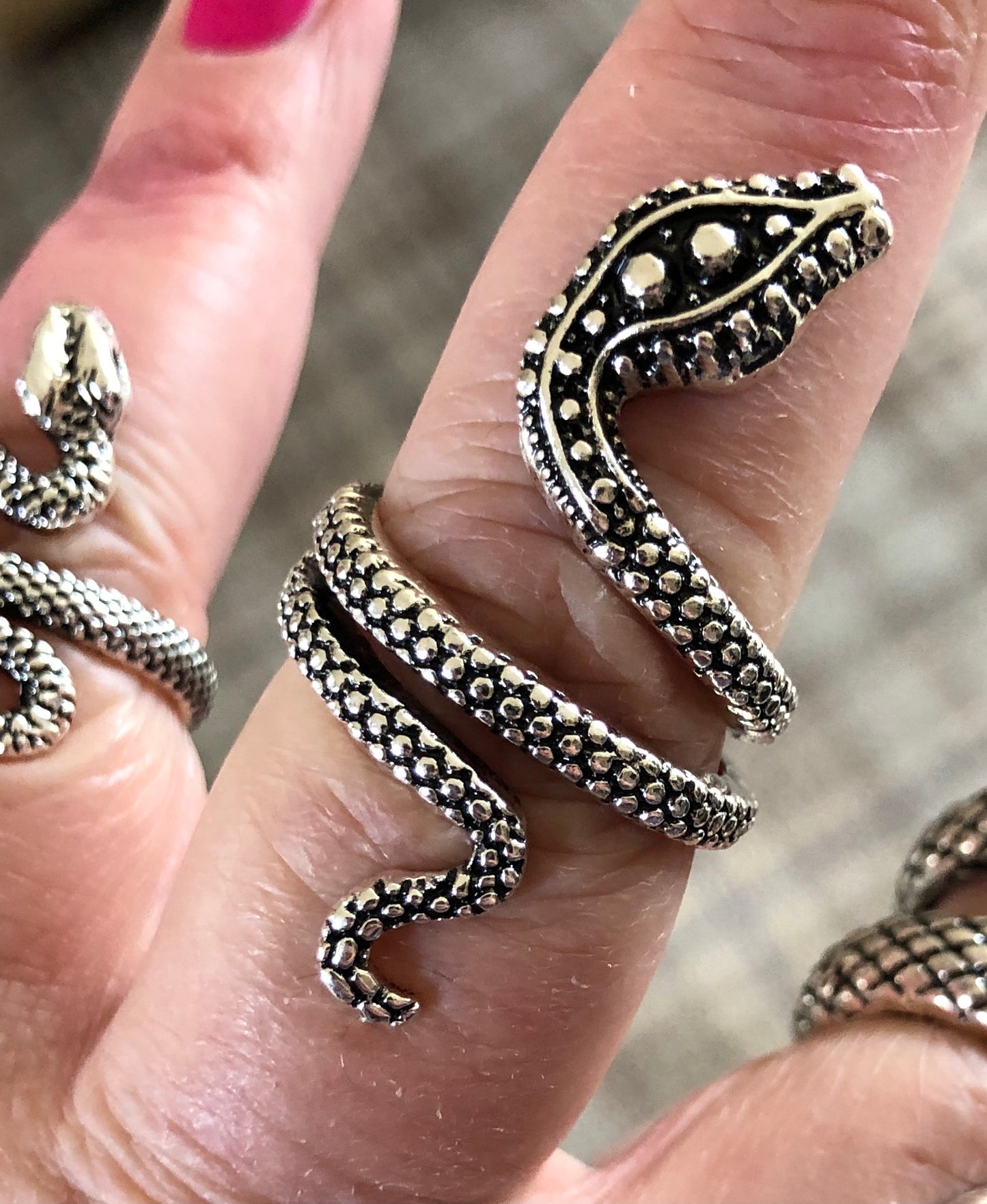 Goth Antique Silver Medusa - Snake Serpent Ring Large
